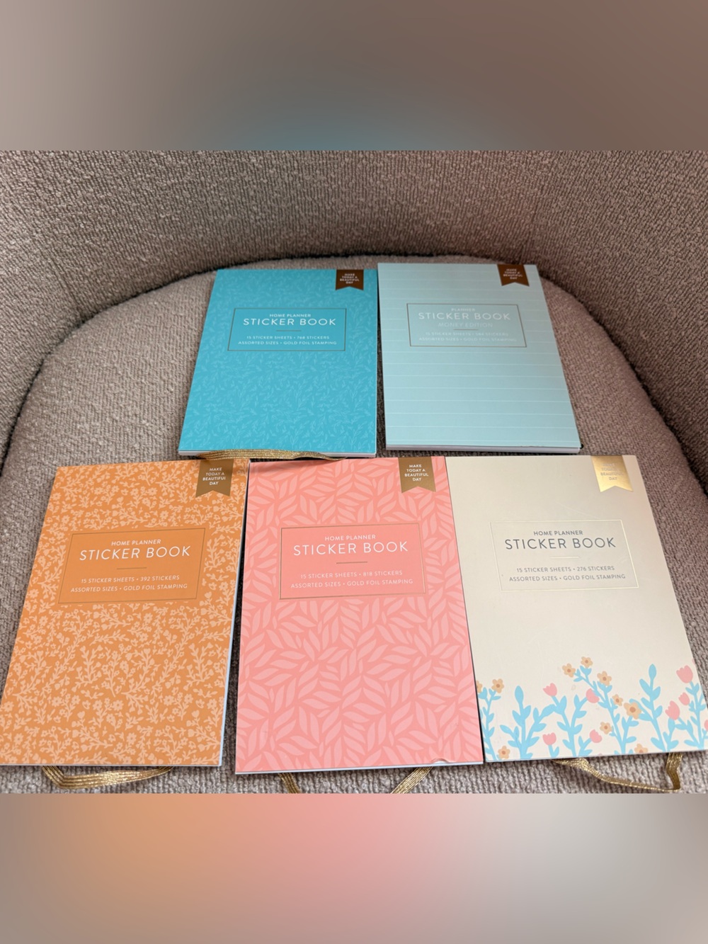 Sticker Book Set -  Blue, Teal, Peach, Pink & Cream - Passionate Penny Pincher